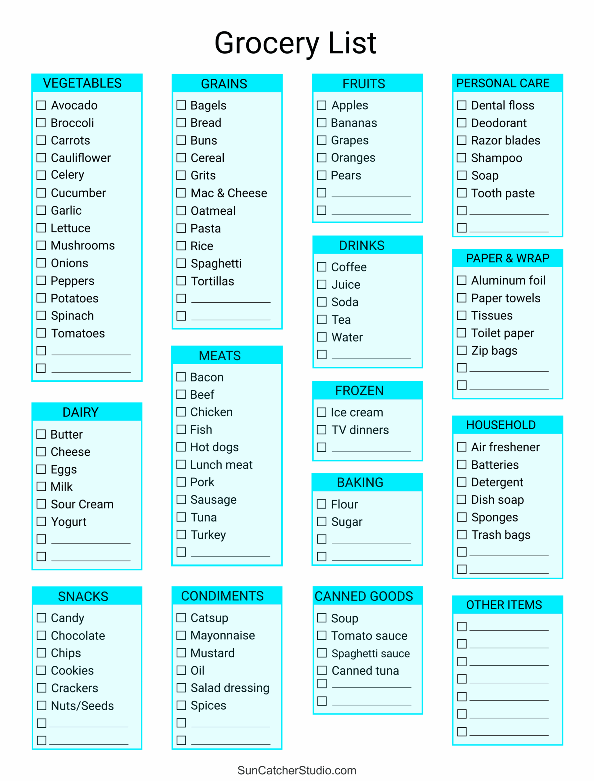 Printable Preschool Shopping List