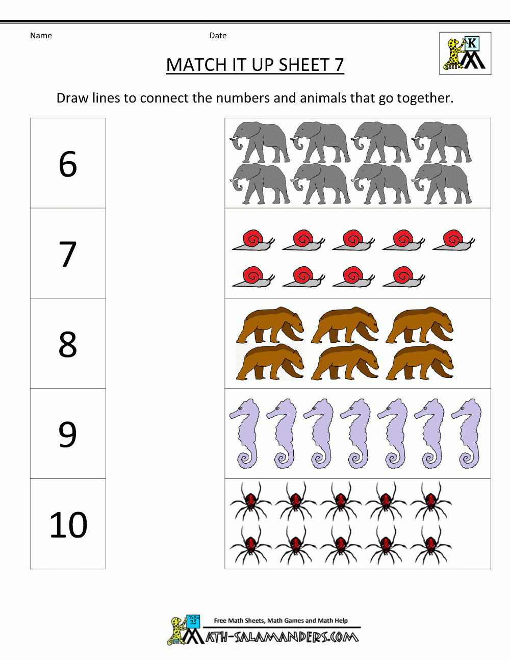 Printable Math Matching Games For Preschoolers