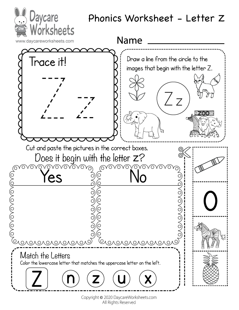 Printable Letter Z Worksheets For Preschool