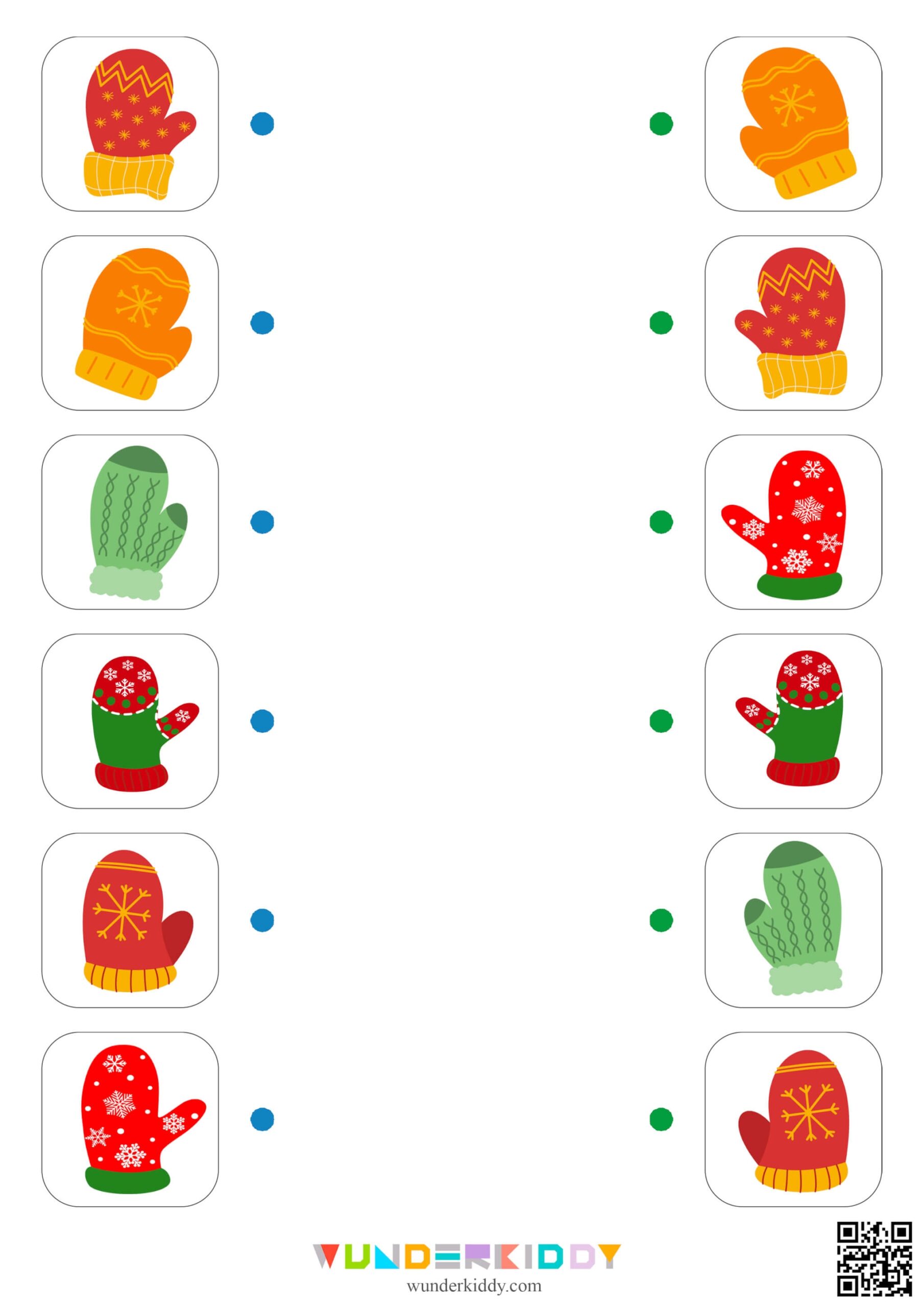 Free Printable Mittens Matching Preschool Winter Worksheets