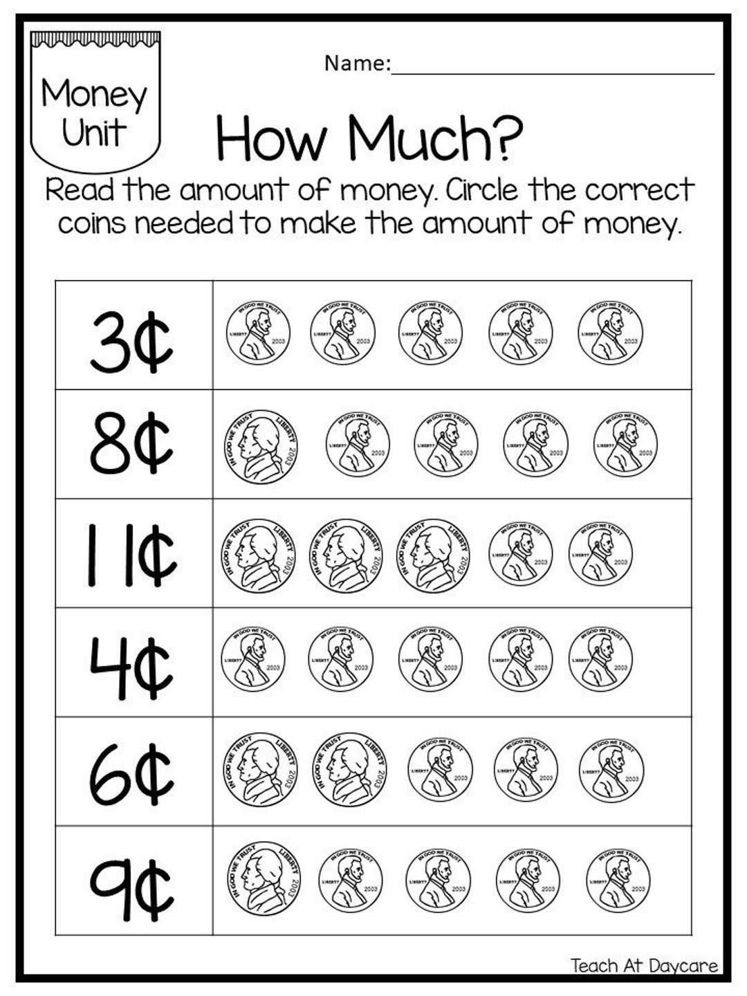 Free Printable Money Worksheets For Pre k U0026 Kindergarten Worksheets Library