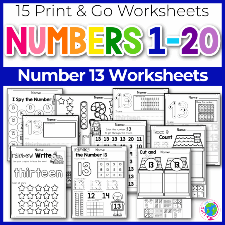 Free Printable Number 13 Worksheets For Kids