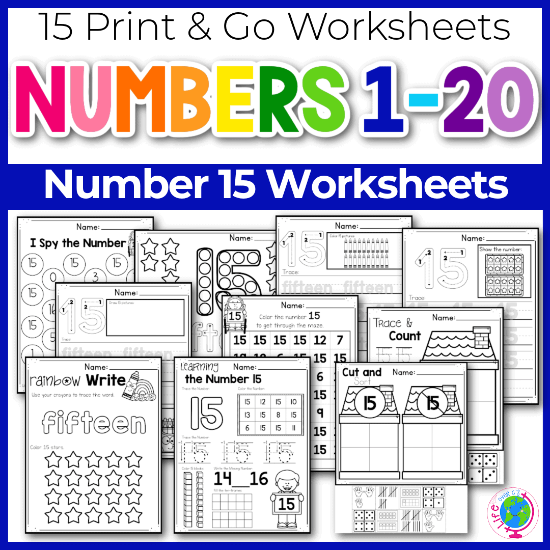 Printable Number 15 Worksheet Preschool