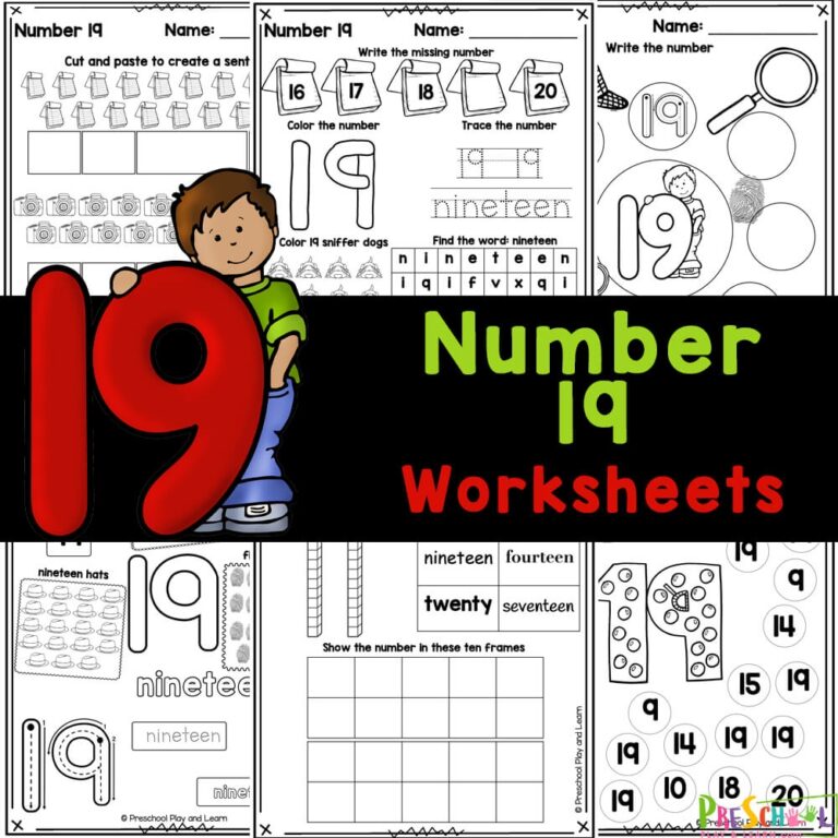 FREE Printable Number 19 Tracing Worksheets
