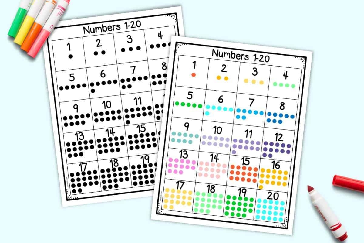 Free Printable Number Chart 1 20 For Kindergarten The Artisan Life