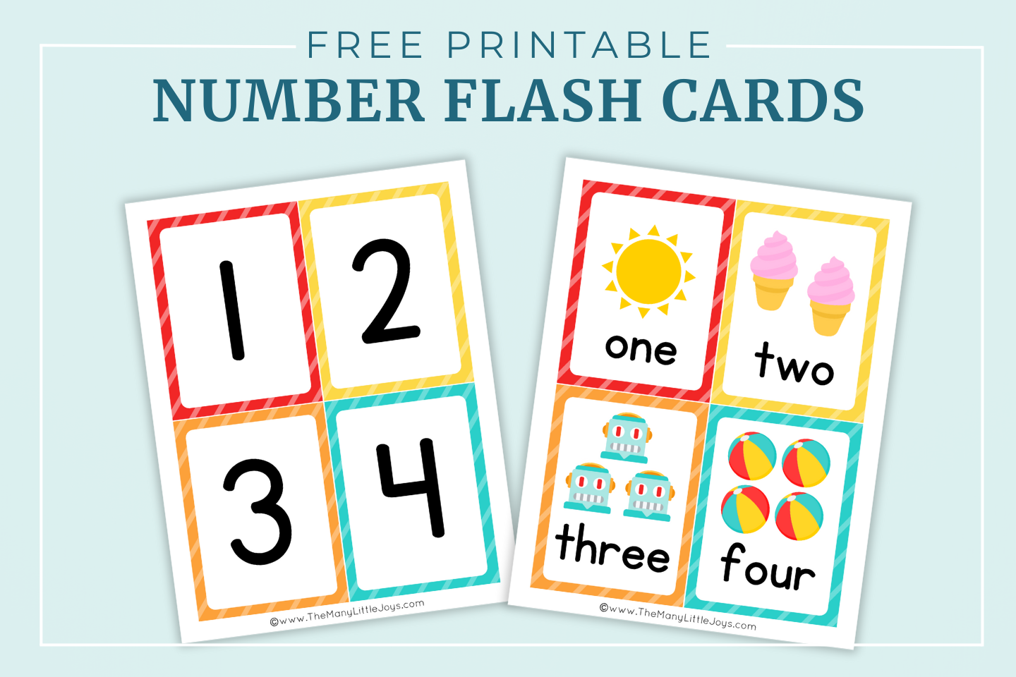 Free Printable Number Flashcards Counting Cards The Many 
