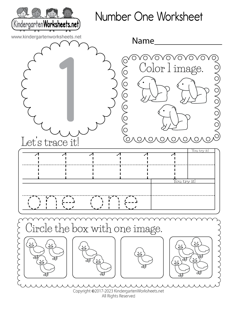 Free Printable Number One Worksheet Worksheets Library