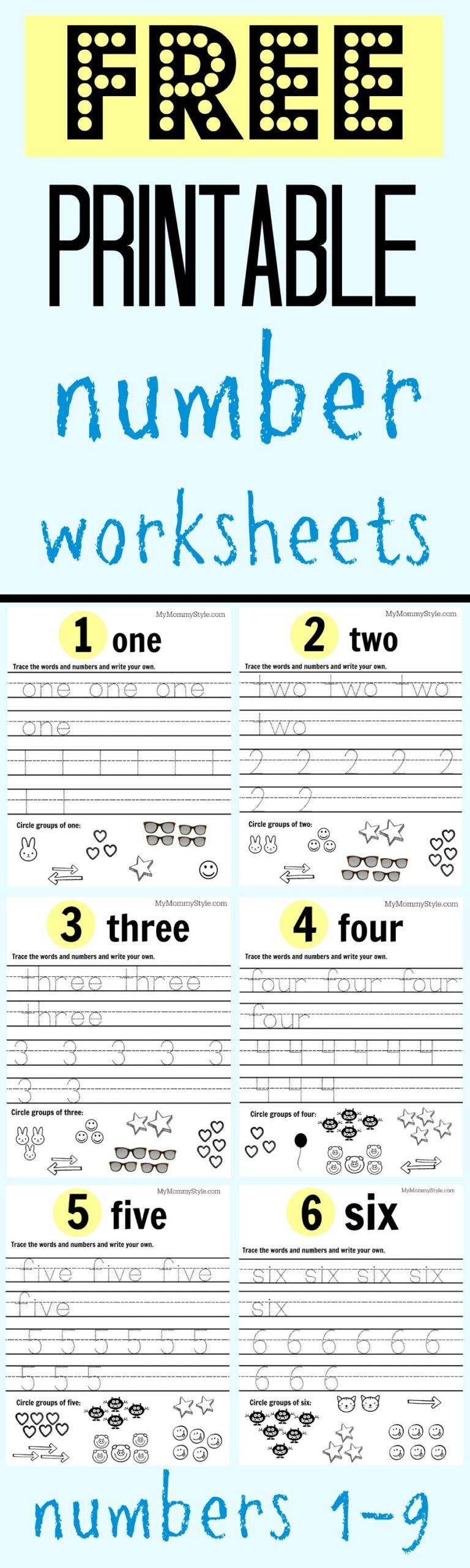 Free Printable Number Worksheets 1 9 My Mommy Style