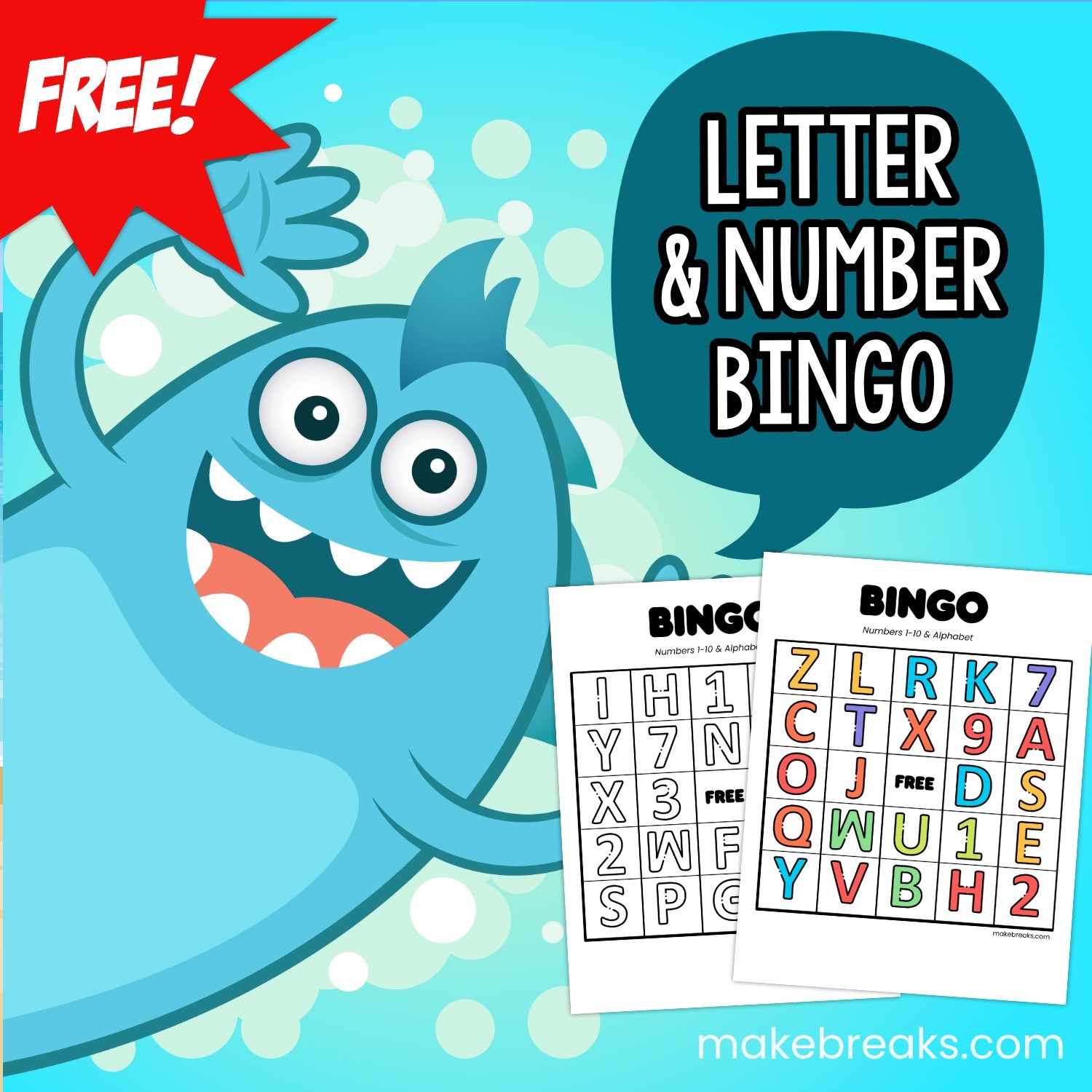 Free Printable Numbers U0026 Letters Bingo Cards Make Breaks