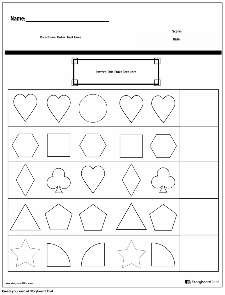 Free Printable Pattern Worksheets And Customize Templates