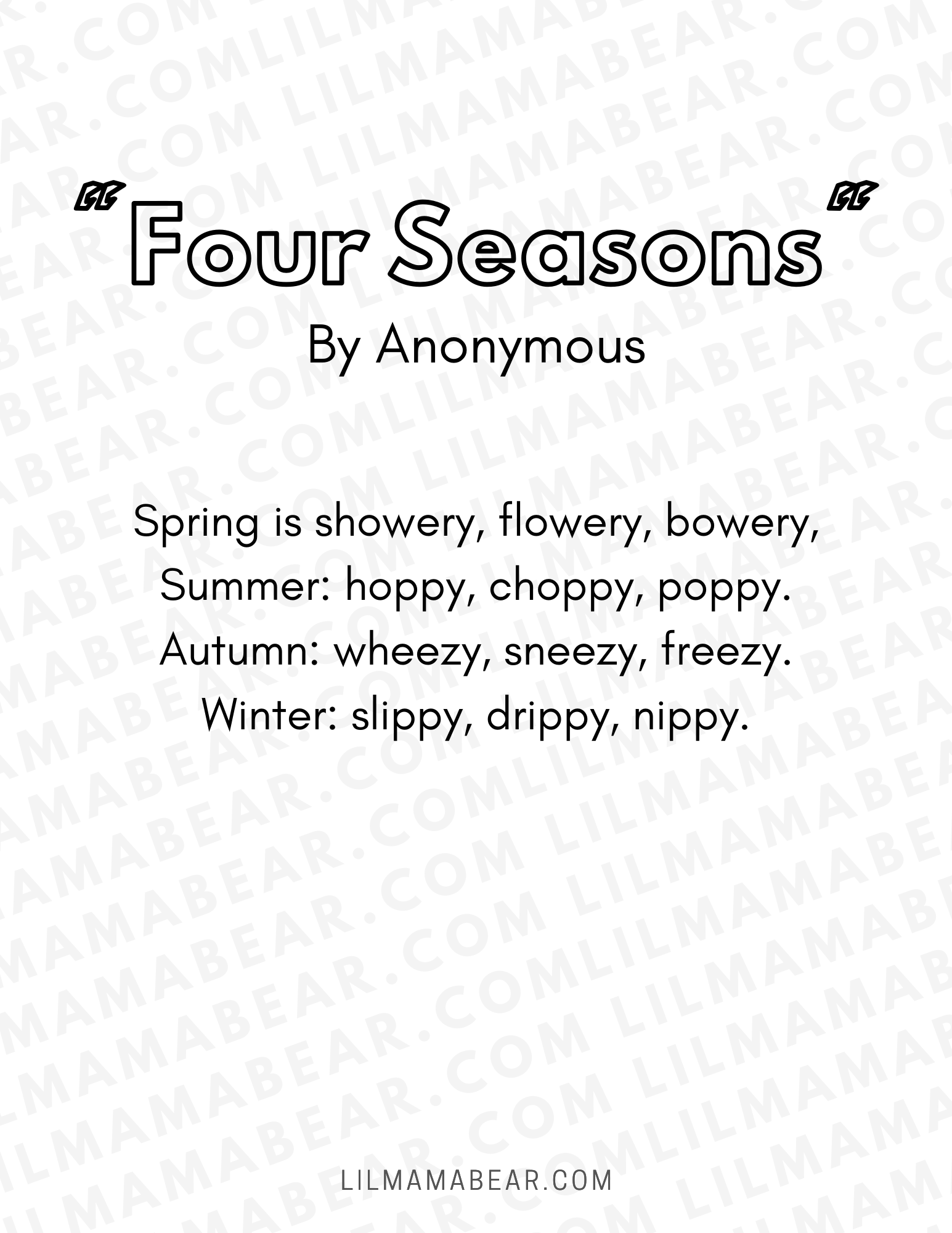 Free Printable Poems For Preschool Lil Mama Bear Blog