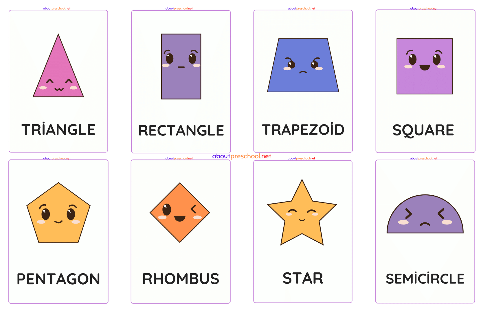 Printable Shape Flashcards For Preschoolers