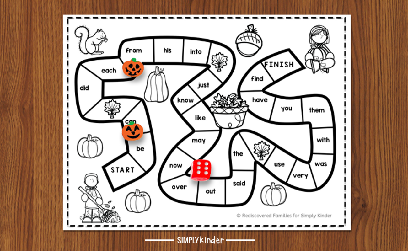 Printable Preschool Sight Word Game