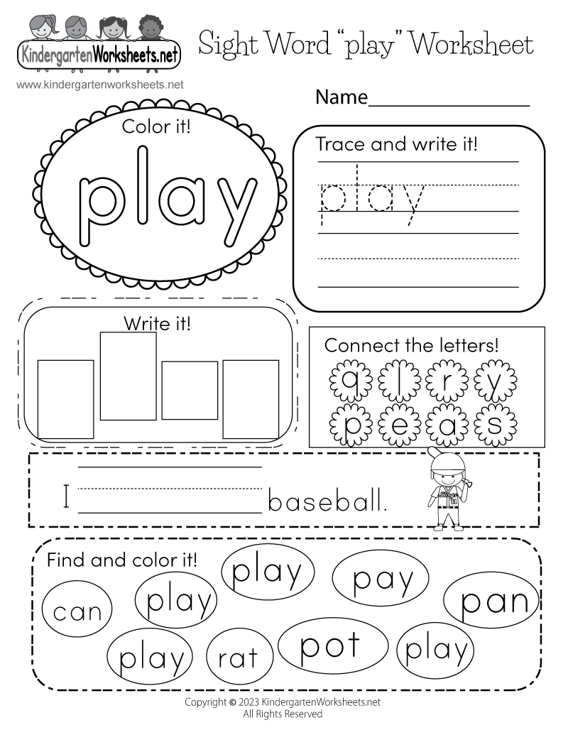 Preschool Sight Word Worksheets Free Printable