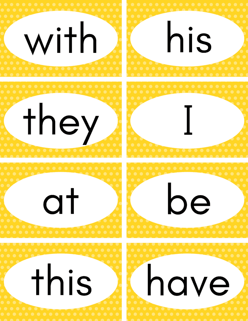 Printable Preschool Word Flashcards