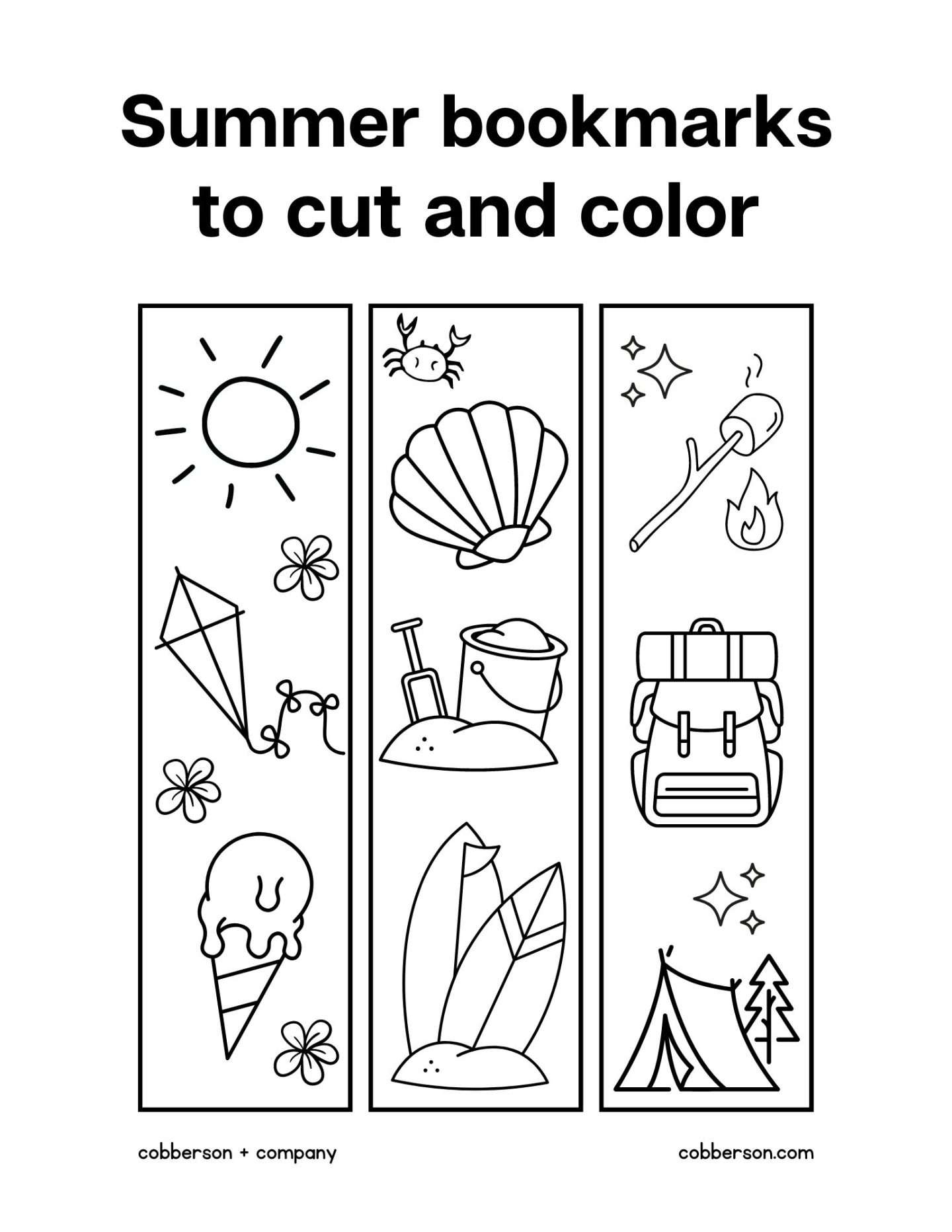 Free Printable Summer Bookmarks To Color Cobberson Co 