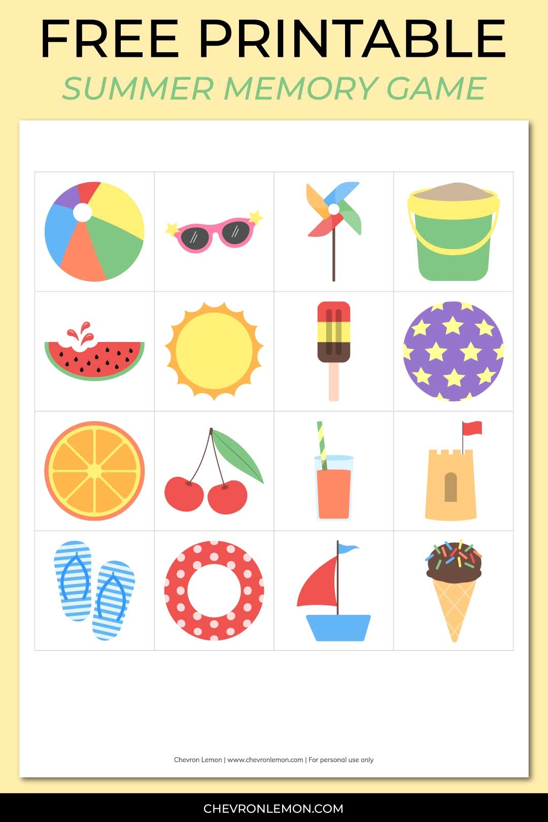 Printable Memory Games For Preschoolers