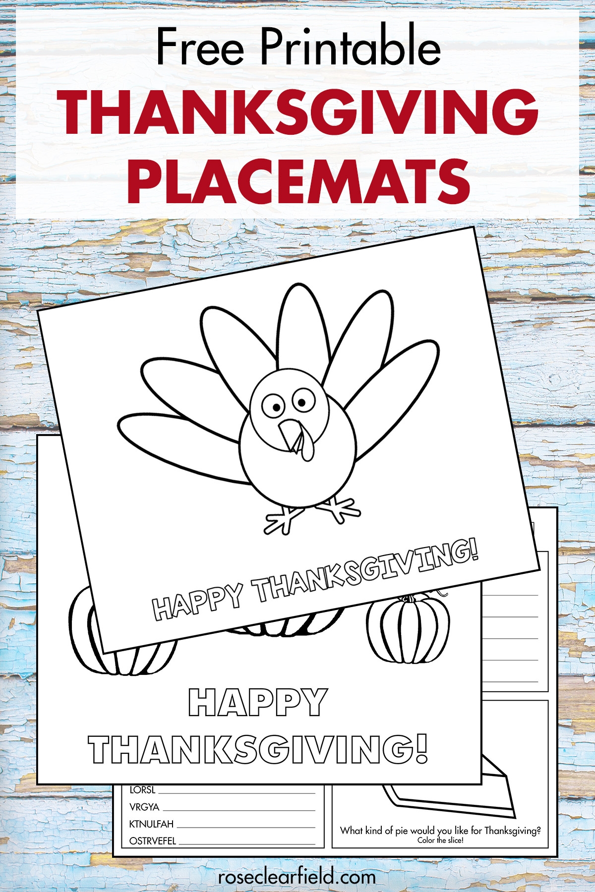 Printable Placemats For Preschoolers
