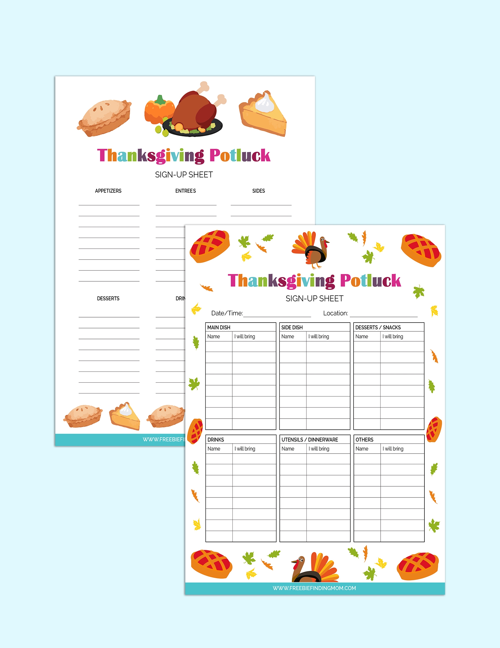 Free Printable Thanksgiving Potluck Sign Up Sheet Templates