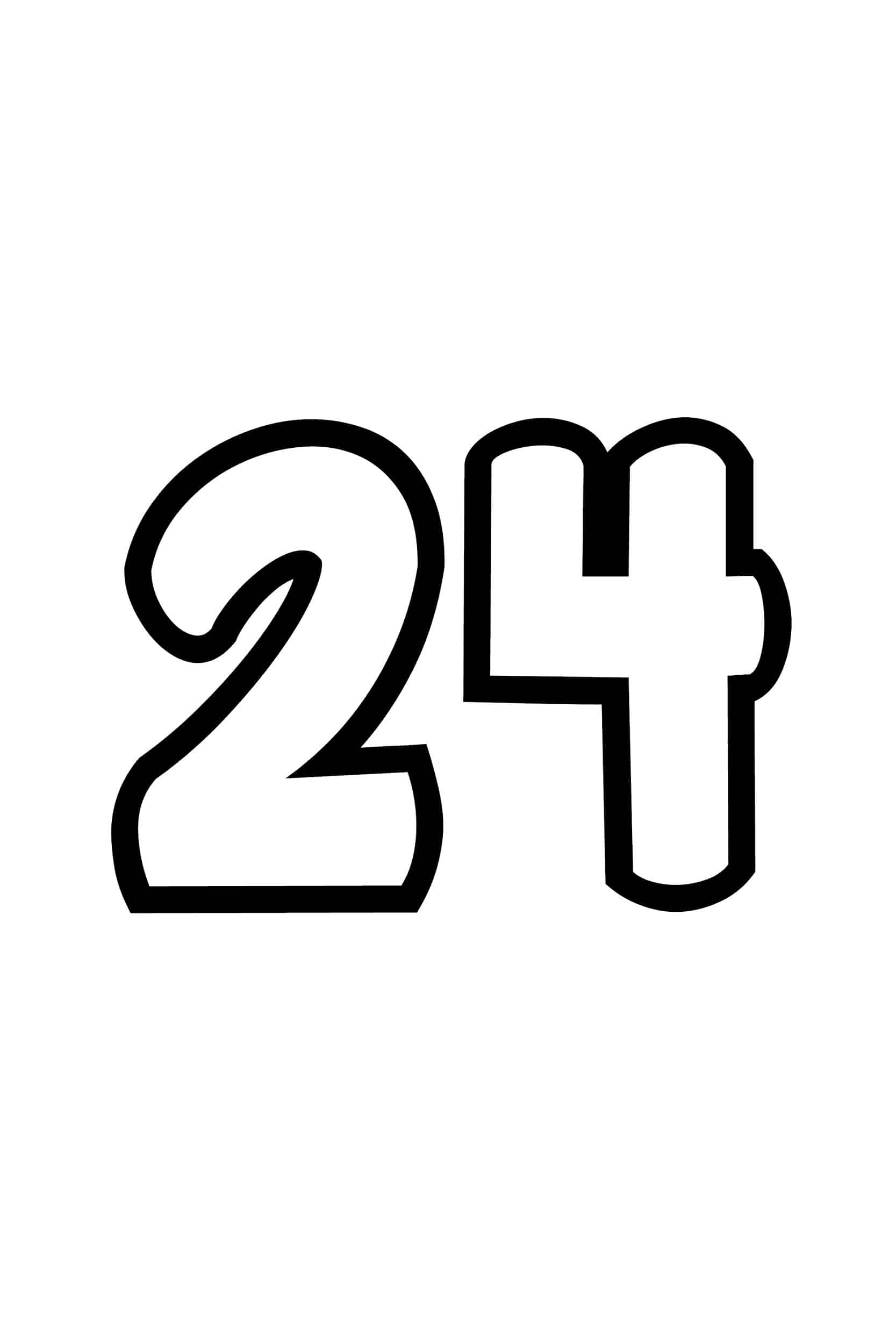 Free Printable Tracing Numbers Bubble Number 24