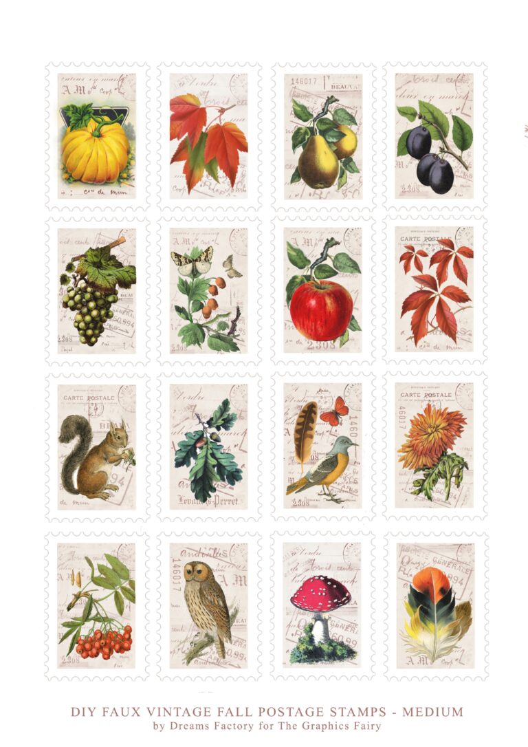 Free Printable Vintage Postage Stamps Faux The Graphics Fairy