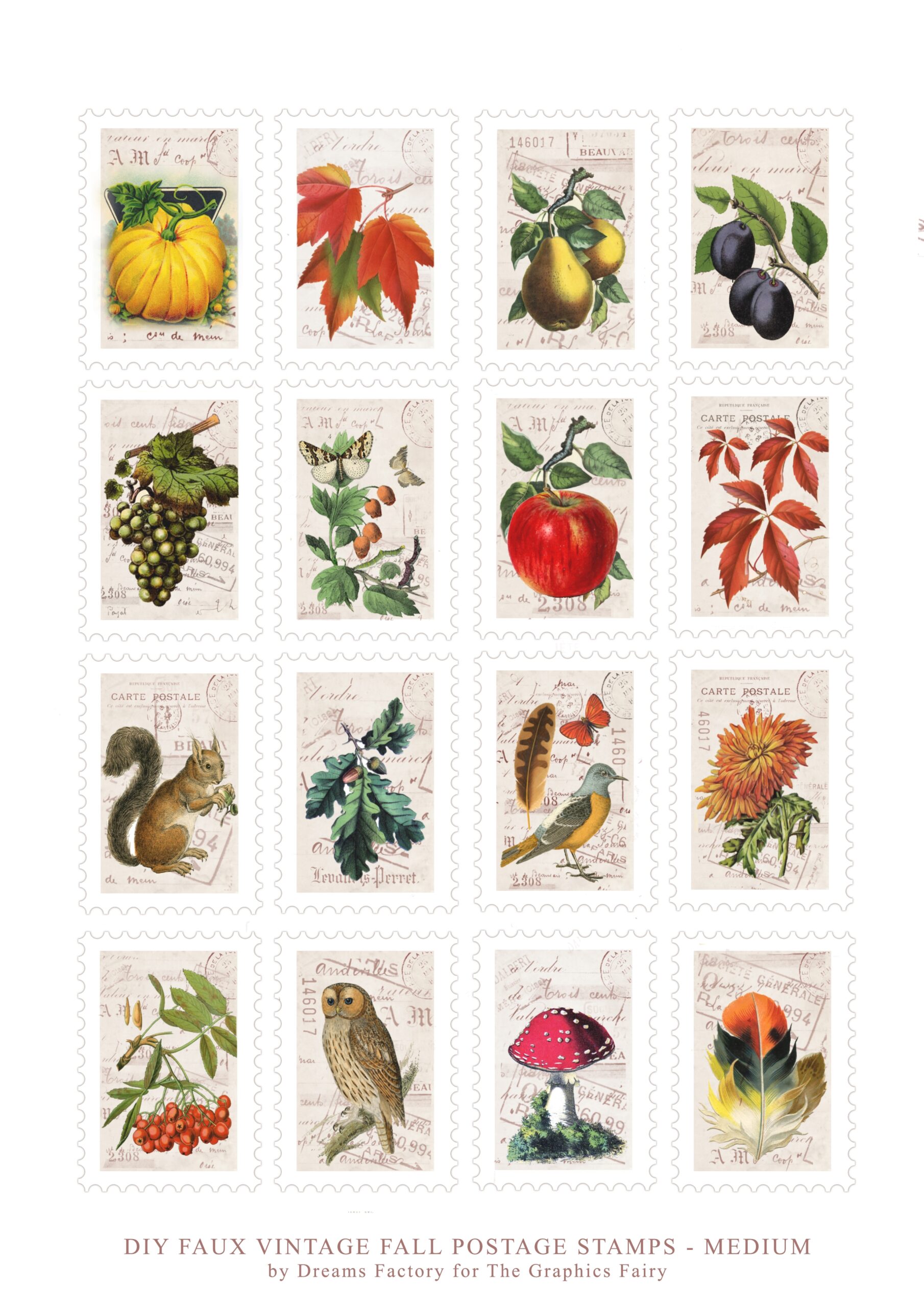 Free Printable Vintage Postage Stamps Faux The Graphics Fairy