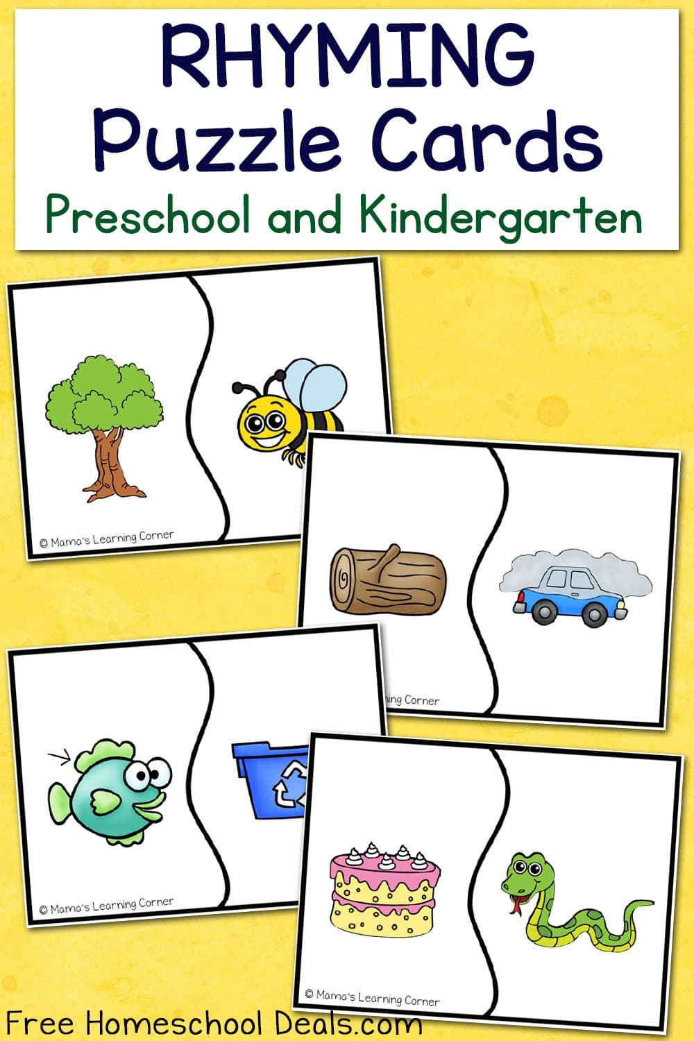 FREE RHYMING PUZZLE CARDS Instant Download 
