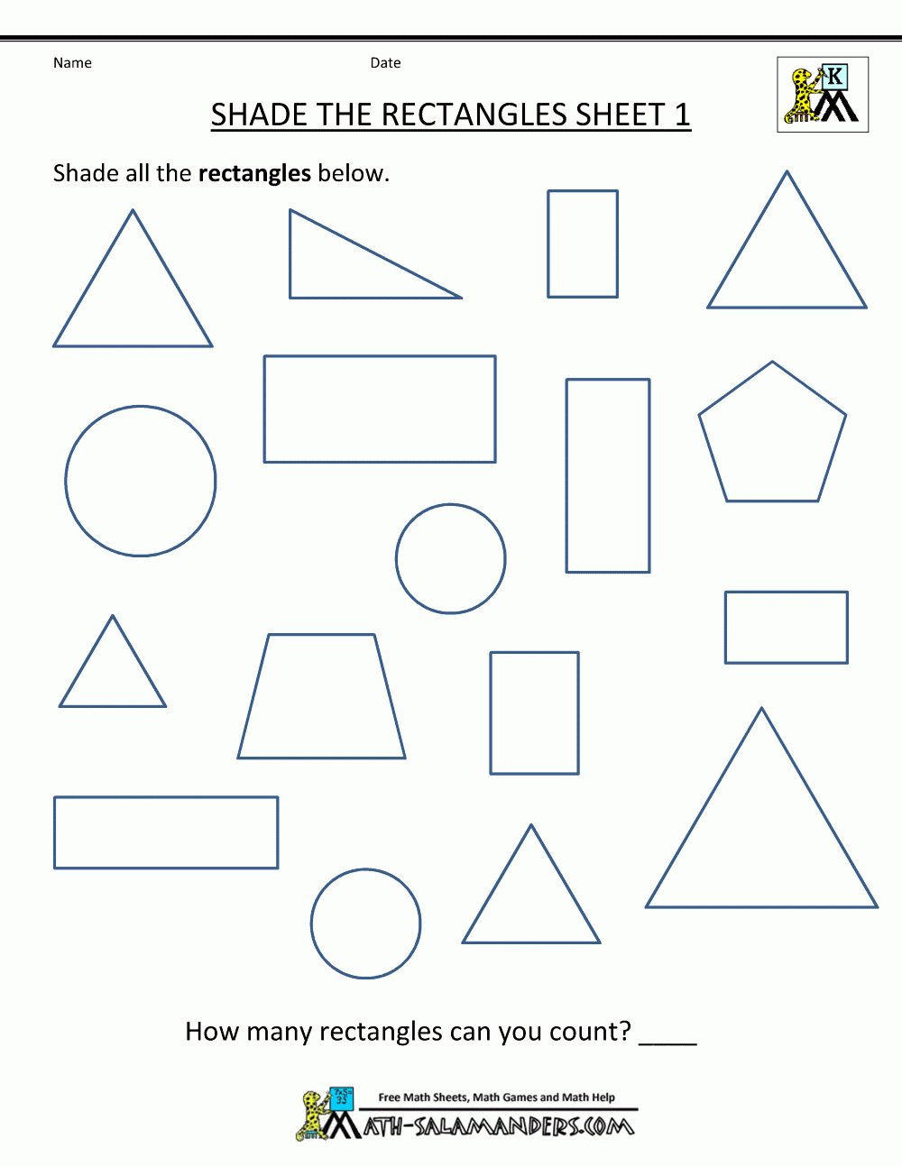 Free Shape Worksheets Kindergarten