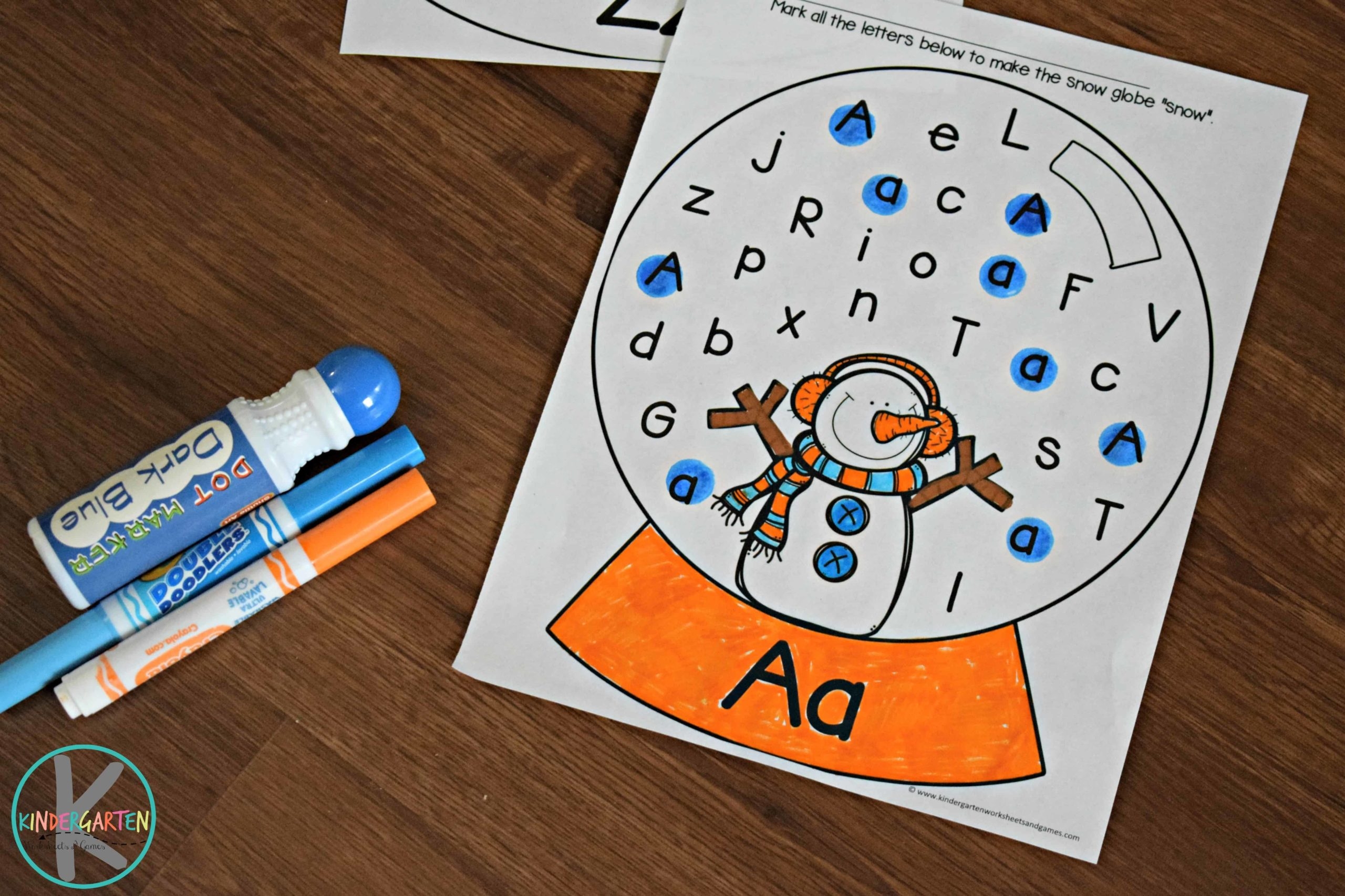  FREE Snow Globe Letter Find Winter Worksheets For Kindergarten