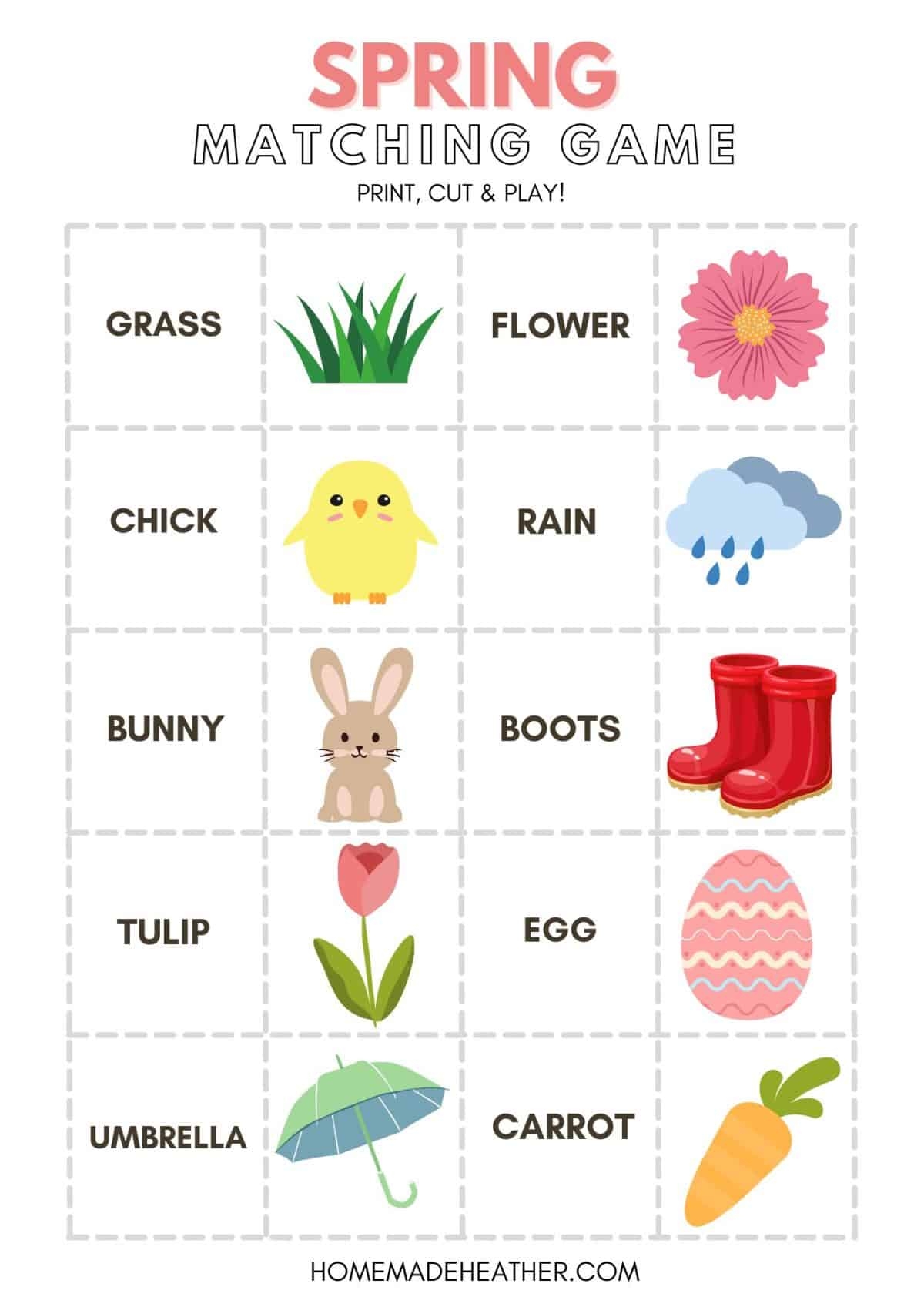 Free Spring Matching Game Printable Homemade Heather