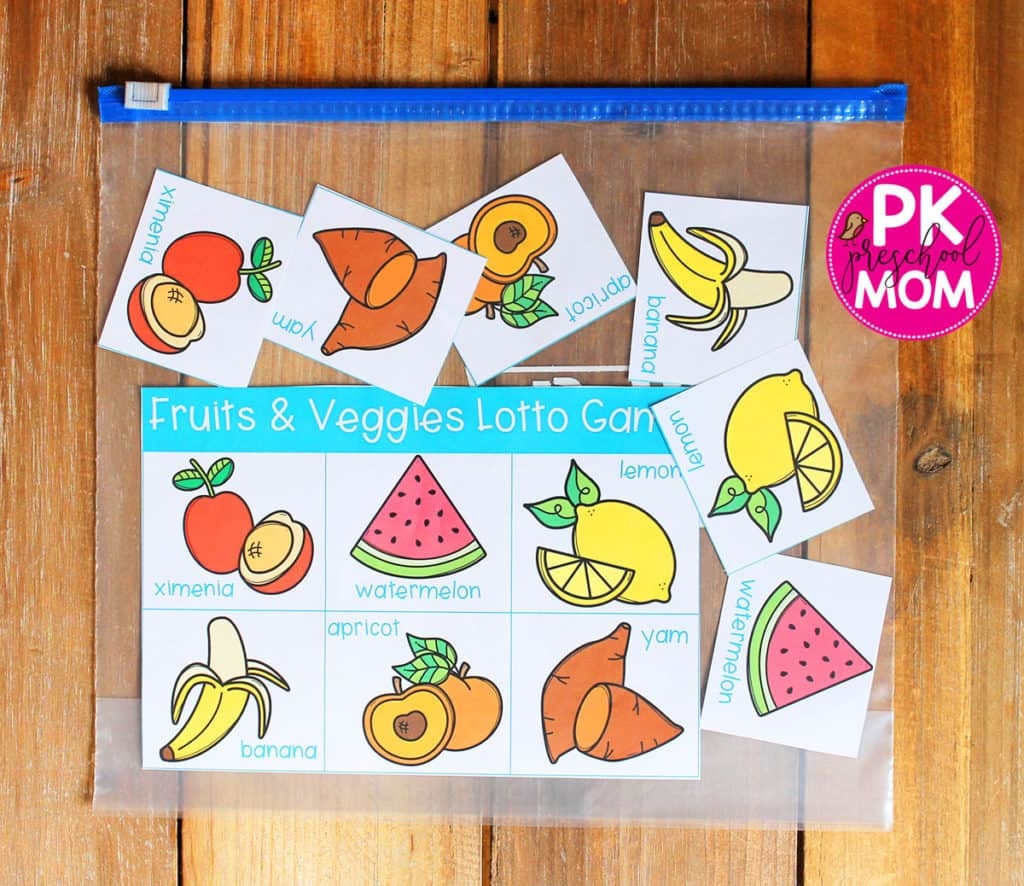 Fruit U0026 Veggie Bingo Game Preschool Mom