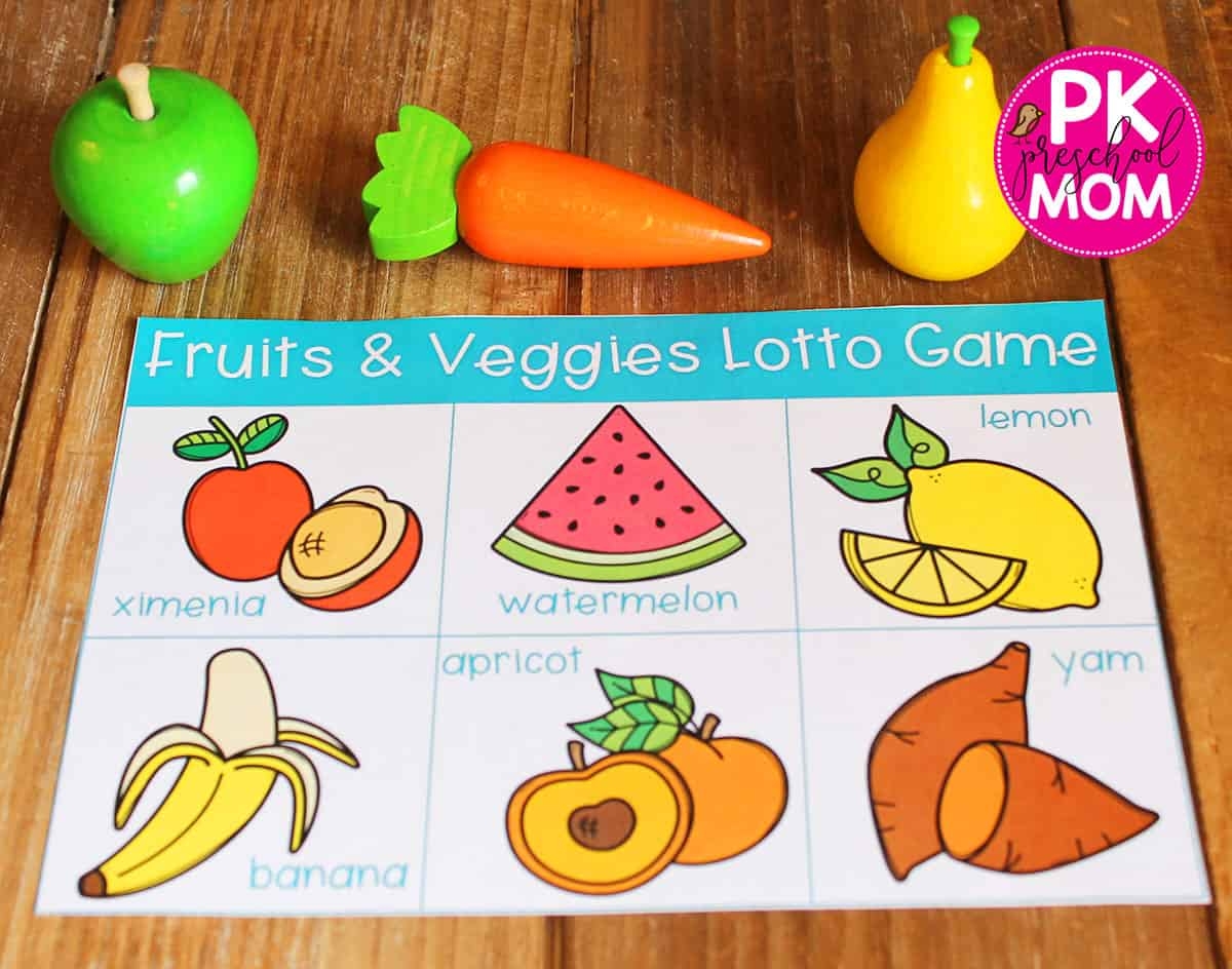 Fruit U0026 Veggie Bingo Game Preschool Mom