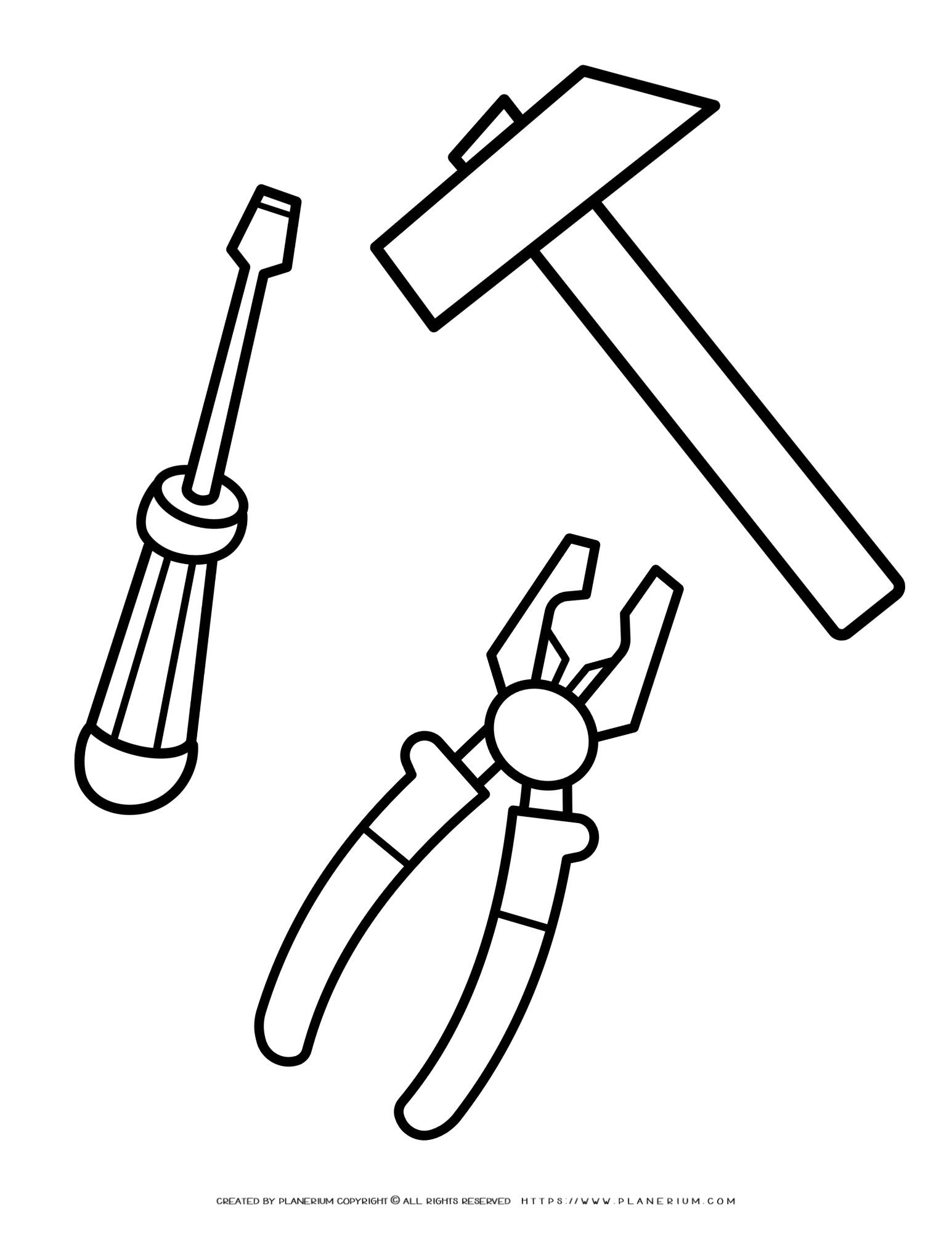 Fun Construction Tools Coloring Page For Kids