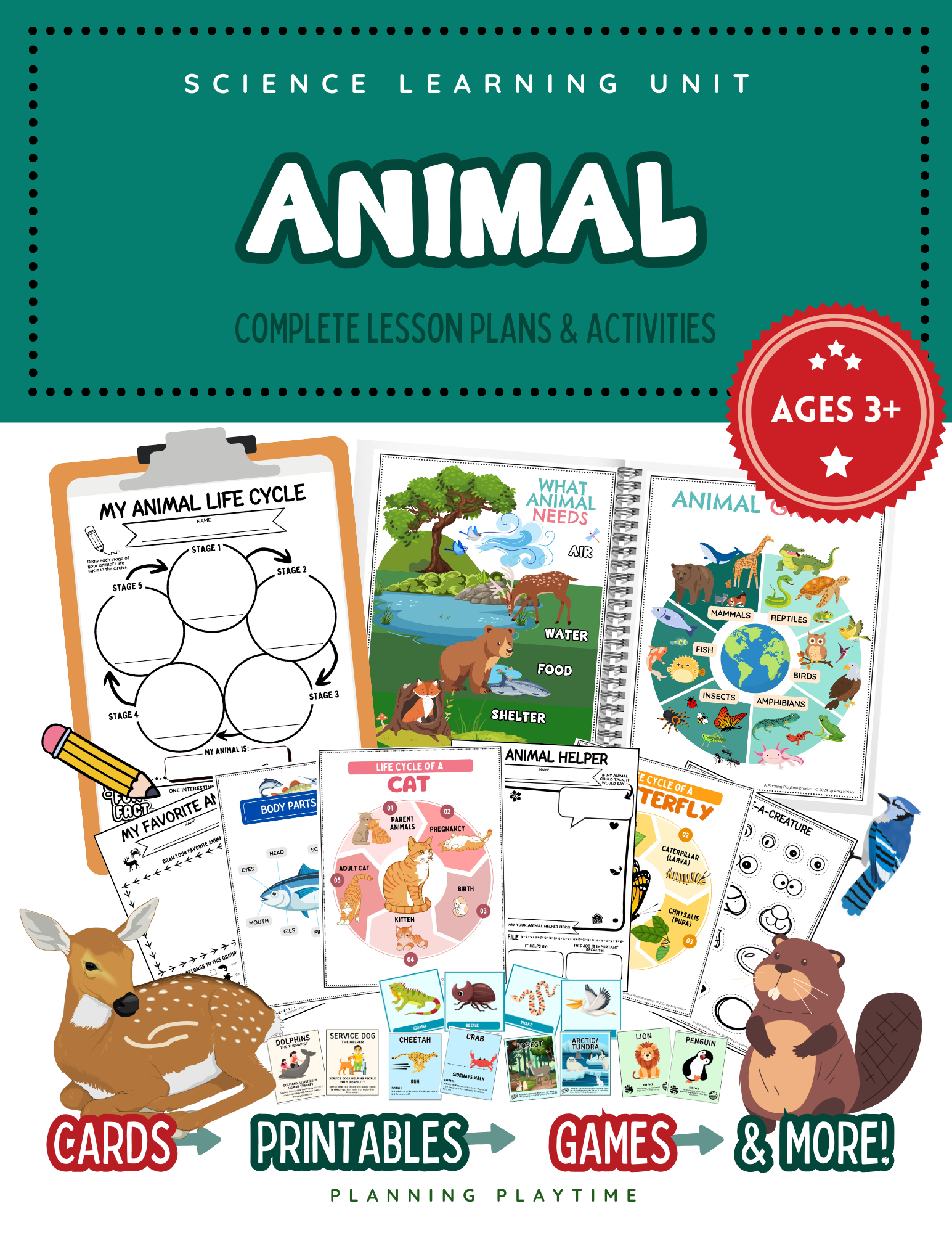 Fun Preschool And Kindergarten Animal Science Unit Plan Planning Playtime
