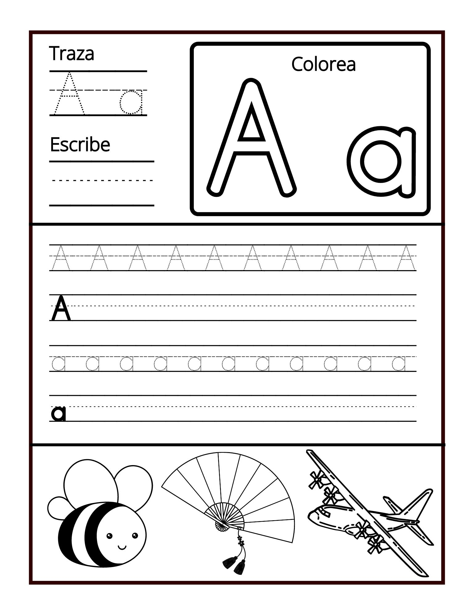 Fun Spanish ABC Worksheets For Kids Trace Write And Color
