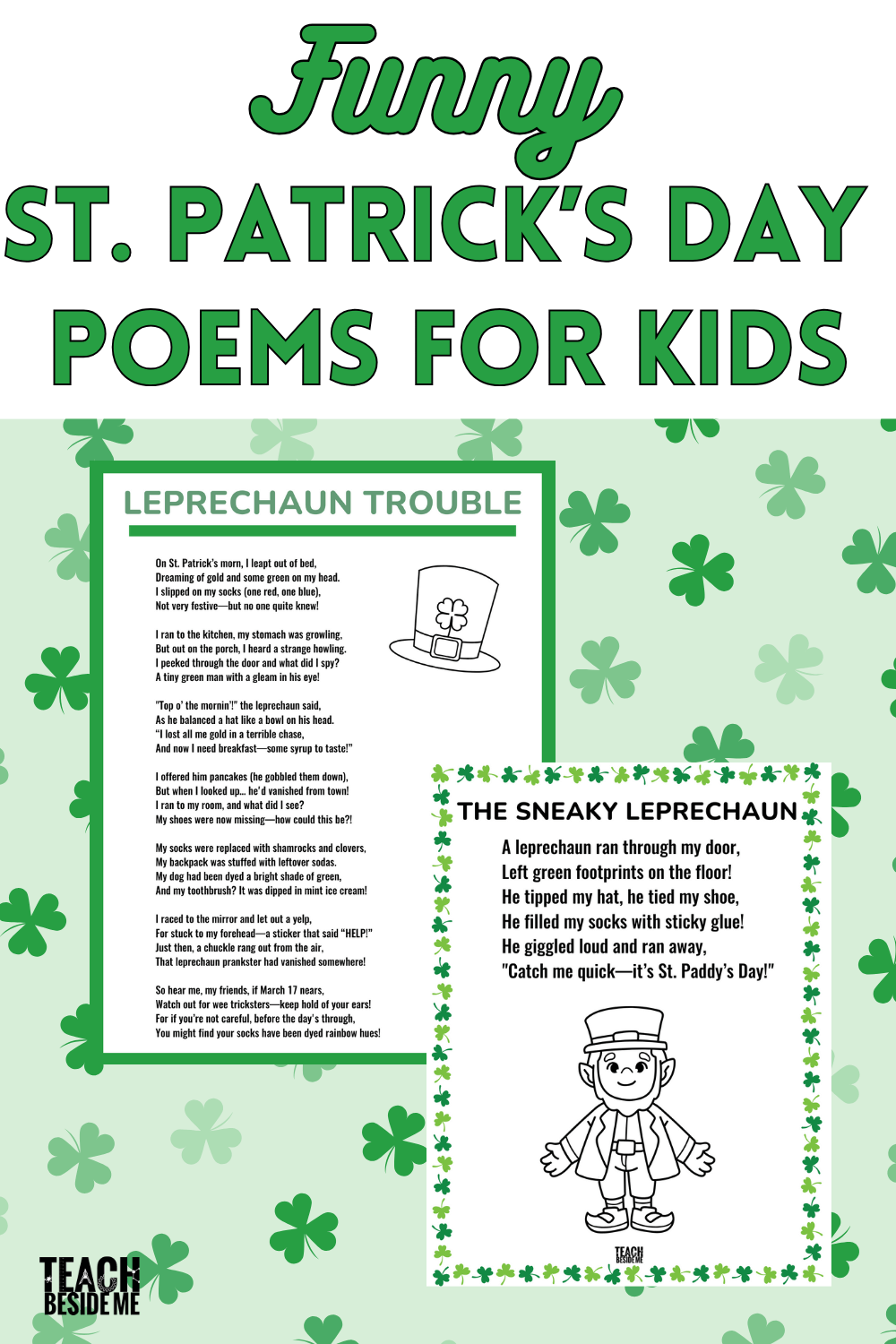 Funny St Patrick s Day Poems For Kids With Printable Teach Beside Me