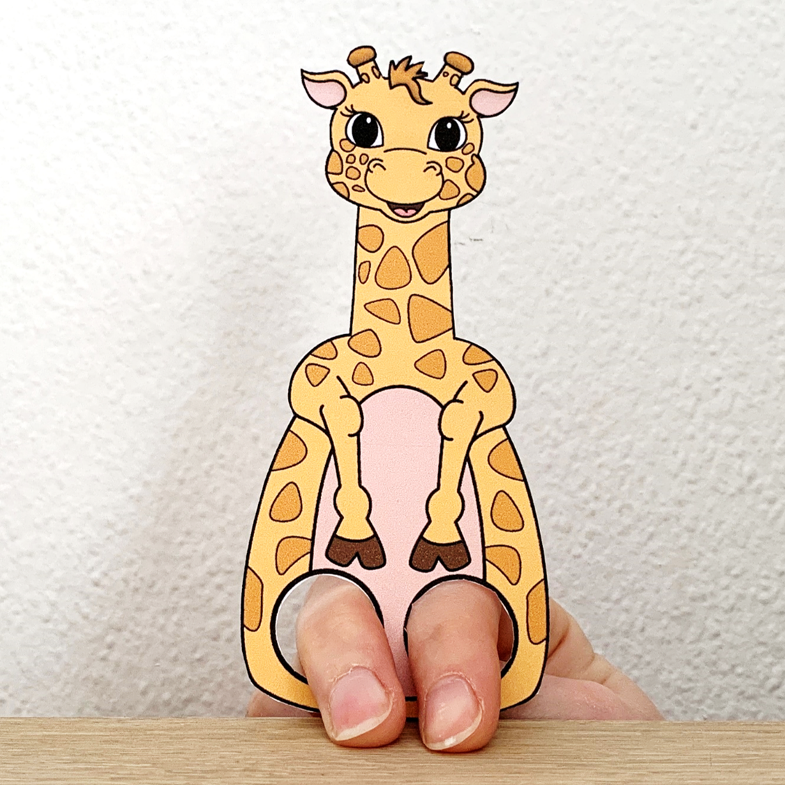 Giraffe Finger Puppet Printable African Animal Coloring Paper Craft Activity Kid