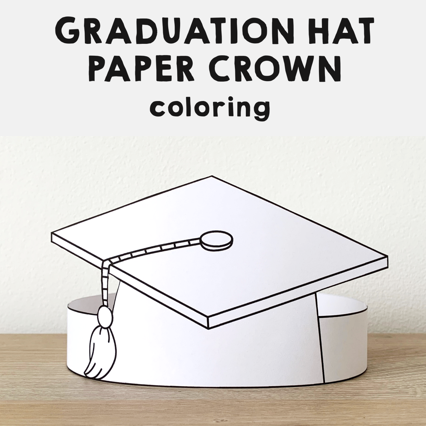Graduation Hat Paper Headband Printable Coloring