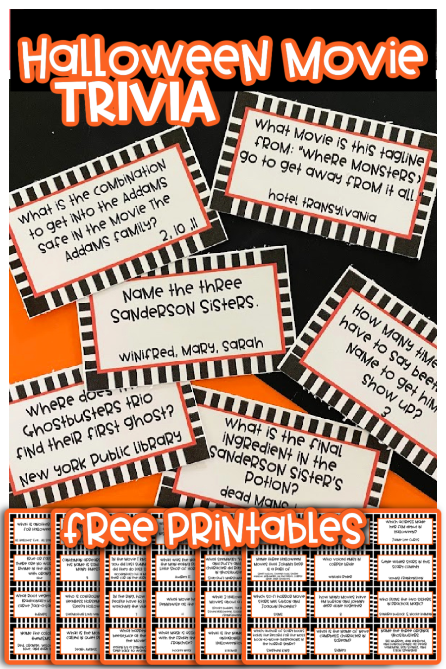 Halloween Movie Trivia Game With Free Printables A Girl And A 