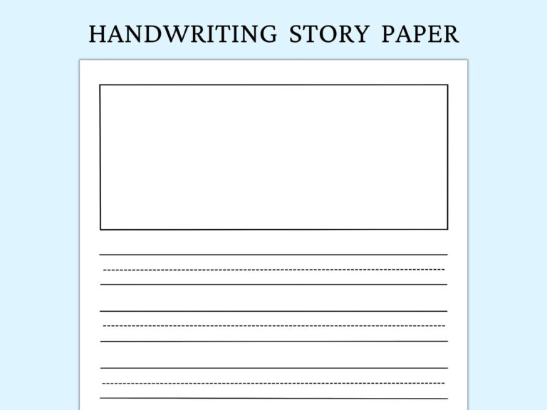 Handwriting Story Practice Paper Printable Kids Draw Write Sheet 