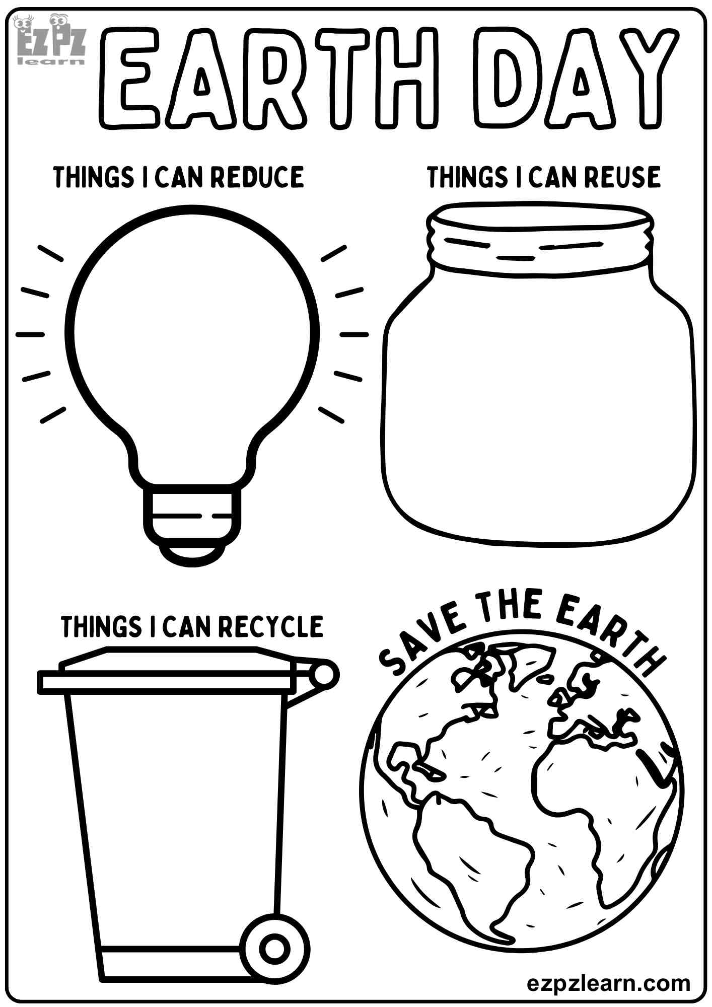 Happy Earth Day Drawing Activity For Kids Reduce Reuse And Recycle 