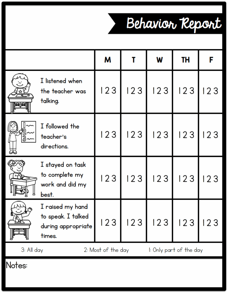 Individual Behavior Chart Freebies Sarah s Teaching Snippets