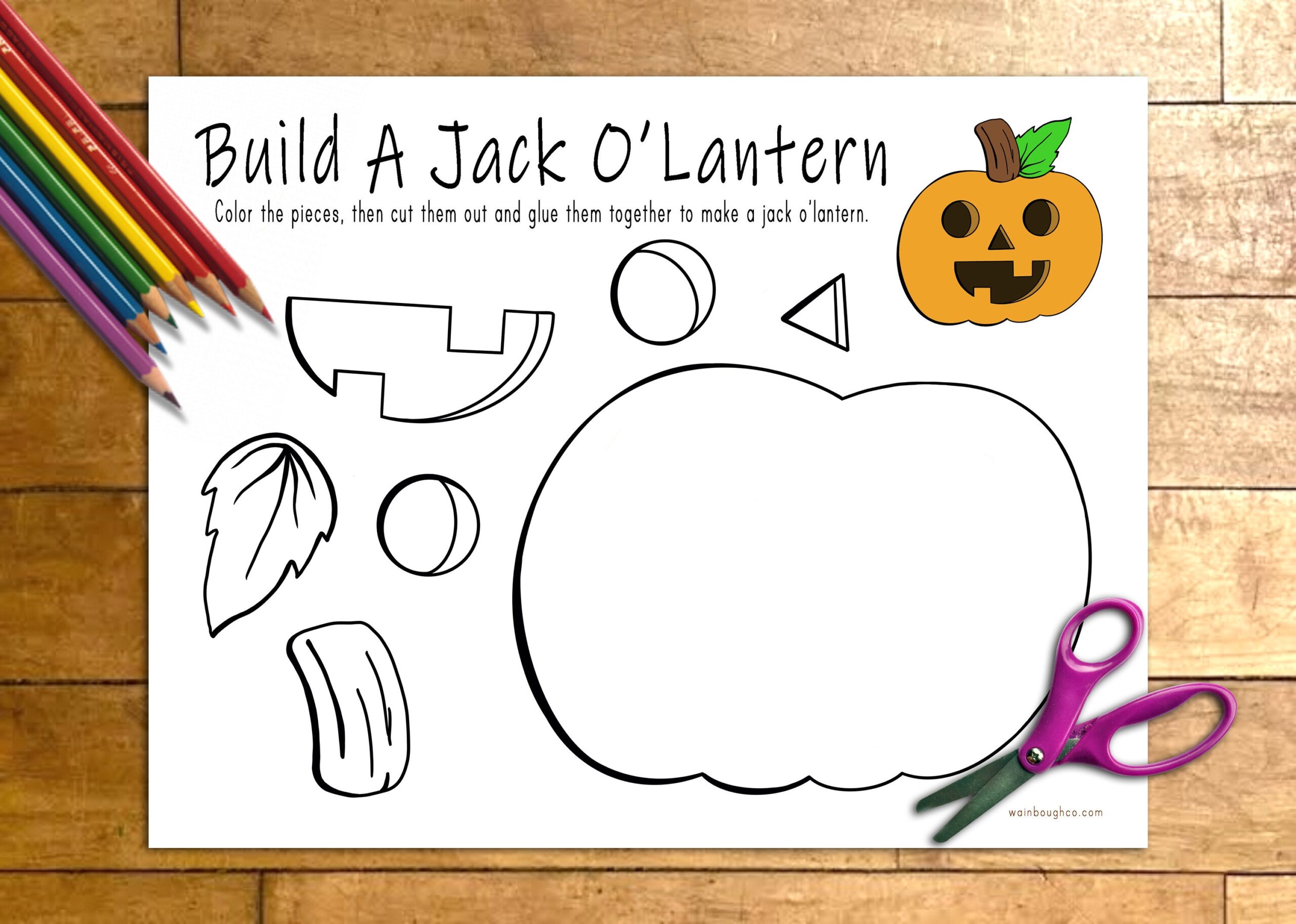 Jack O lantern Printable Craft Indoor Preschool Activity Kids 