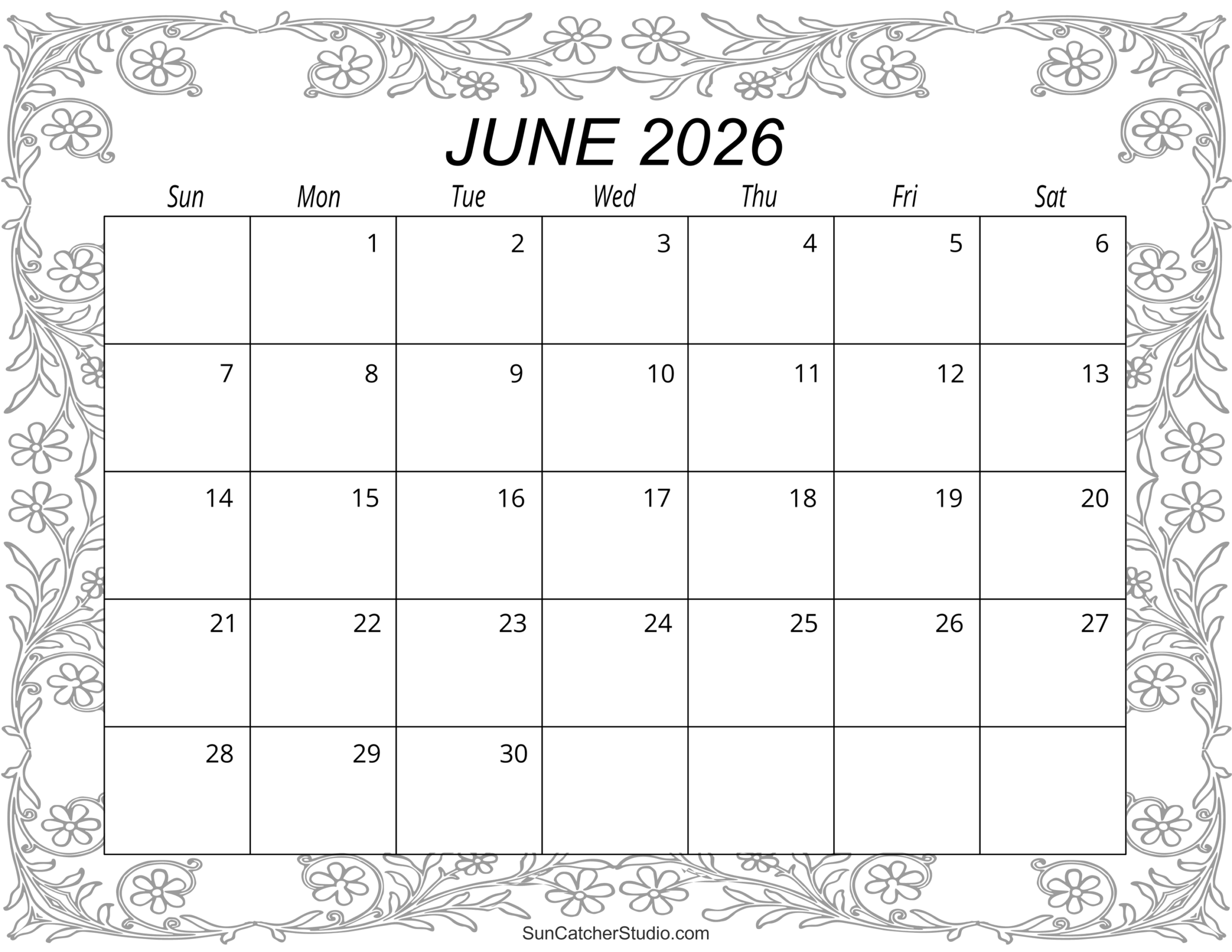 June 2026 Calendar Free Printable Free Printables Monograms Design Tools Patterns U0026 DIY Projects