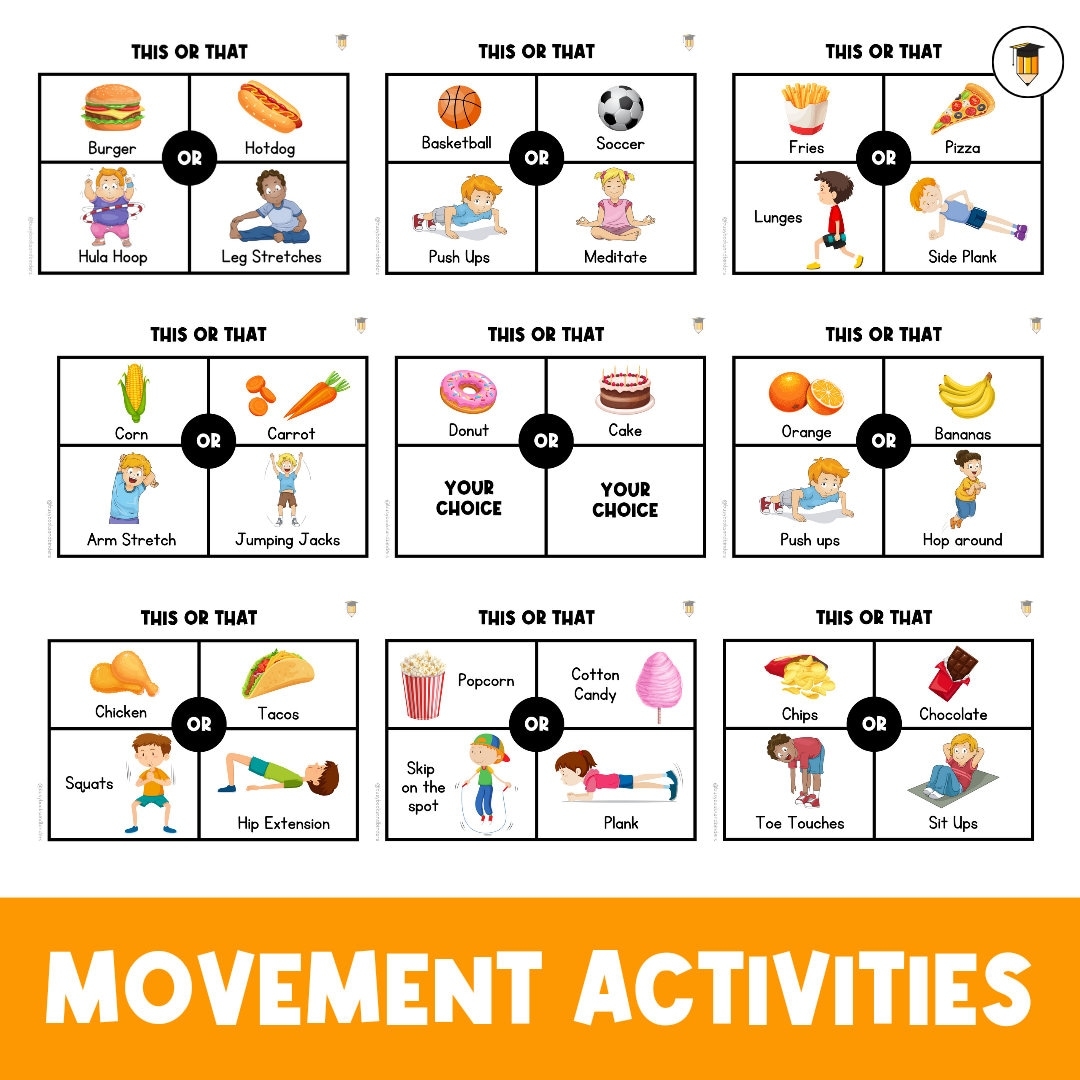 KIDS EXERCISE ACTIVITY PRINTABLES Editable Fitness Station Cards Printable Exercise Cards 