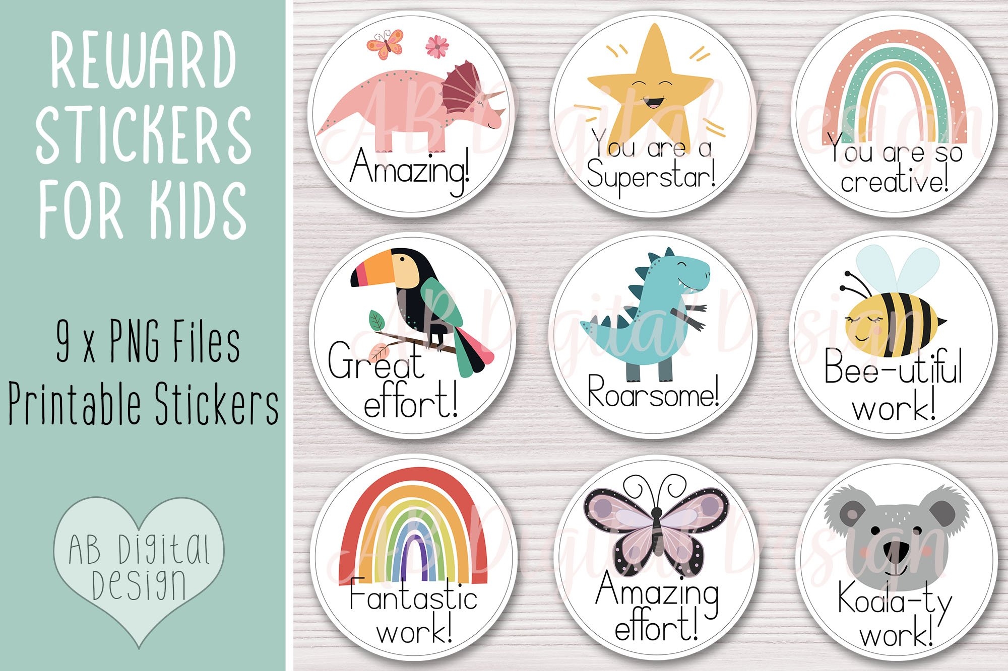 Kids Reward Stickers Print And Cut School Teacher Stickers