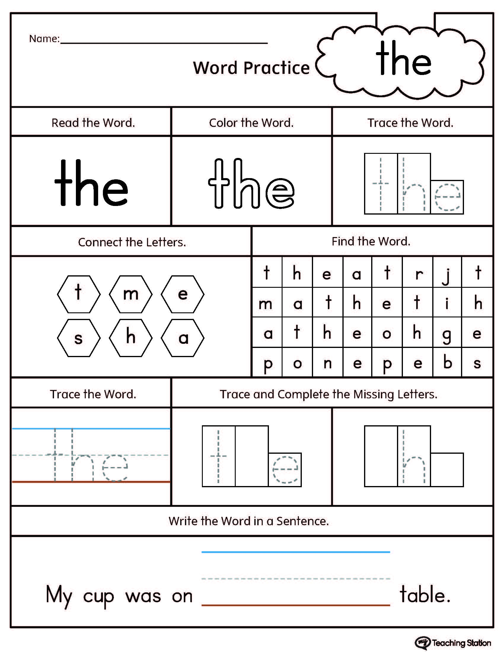 Kindergarten High Frequency Words Printable Worksheets Worksheets Library
