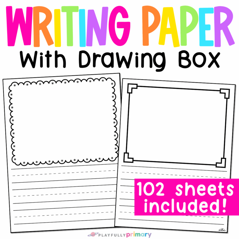 Kindergarten Journal Paper Printable Writing Paper With Drawing Box Playfully Primary