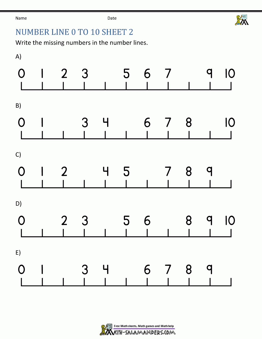 Printable Number Chart Preschoolers Worksheets