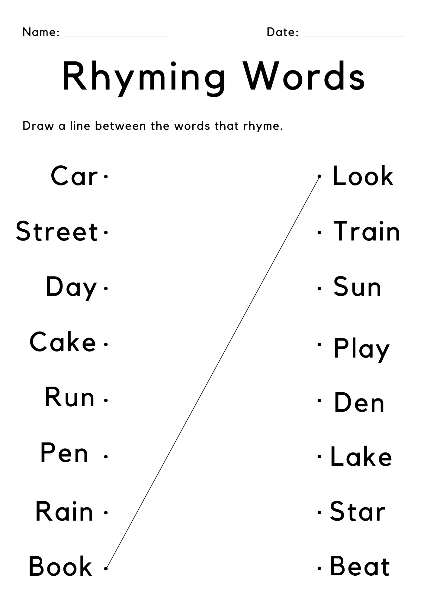 Printable Rhyming Worksheets For Preschool